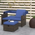 thumbnail image 4 of Costway Lit de Jour en Rotin pour Patio Extérieur avec Auvent Rétractable et Dossiers Réglables Bleu, 4 of 10