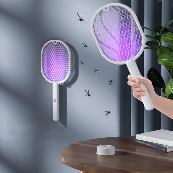 Electric Fly Swatter Racket,Electric Fly Swatter, 3000V Rechargeable 2 in 1 Fly Swatter Racket with Purple Light Fly Extinguisher Dual Mode for Indoor and Outdoor Home,Electric Fly Swatter
