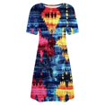 thumbnail image 4 of Ovzne Robes pour Femmes Robe de Plage Mode pour Femmes Robe à Col Rond à Manches Courtes Imprimée Robe Chandail Robe de Vacances à Manches Courtes Liquidation, 4 of 5