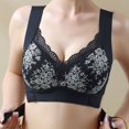 thumbnail image 2 of CHUANK Women‘s Front Closure Posture Wireless Back Support Lace Full Coverage Bra Sky Blue 4XL, 2 of 7