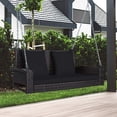 thumbnail image 2 of Patiojoy Outdoor Wicker Porch Swing Bench 2-Person Patio Rattan Swing Chair W/ Soft Cushions Black, 2 of 8