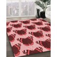 thumbnail image 3 of Ahgly Company Tapis d'Intérieur Lavable à la Machine, Carré, Transitionnel, Corail Clair Rose, Tapis de Zone, 7 Pieds Carré, 3 of 7
