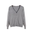 thumbnail image 1 of Innerwin Cardigan Sweater V Neck Ladies Coat Fall Solid Color Loose Outwear Gray L, 1 of 2