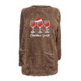 thumbnail image 4 of Pisexur Fuzzy Chandails de Noël pour Femmes Doublés en Molleton à Manches Longues à Col Rond Chandail d'Hiver Chaud Imprimé Verres de Vin Rouge Chandail de Noël à Enfiler Hauts avec Poches, 4 of 4