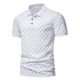 thumbnail image 2 of RKSTN Polos pour Hommes à Imprimé Boutons Coupe Ajustée Col Rabattu Chemises Manches Courtes Mode Décontractée Blouse Hauts, 2 of 4