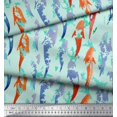 thumbnail image 2 of Soimoi Tissu Satin Modal Vert Poisson Océan Imprimé 1 Mètre 42 Pouces de Large, 2 of 2