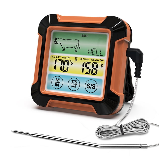Digital Meat With Long Probe Upgraded Grill With LCD Screen Touch Control Backlight Alert Food Timer for Cooking Oven BBQ IPX7 Waterproof