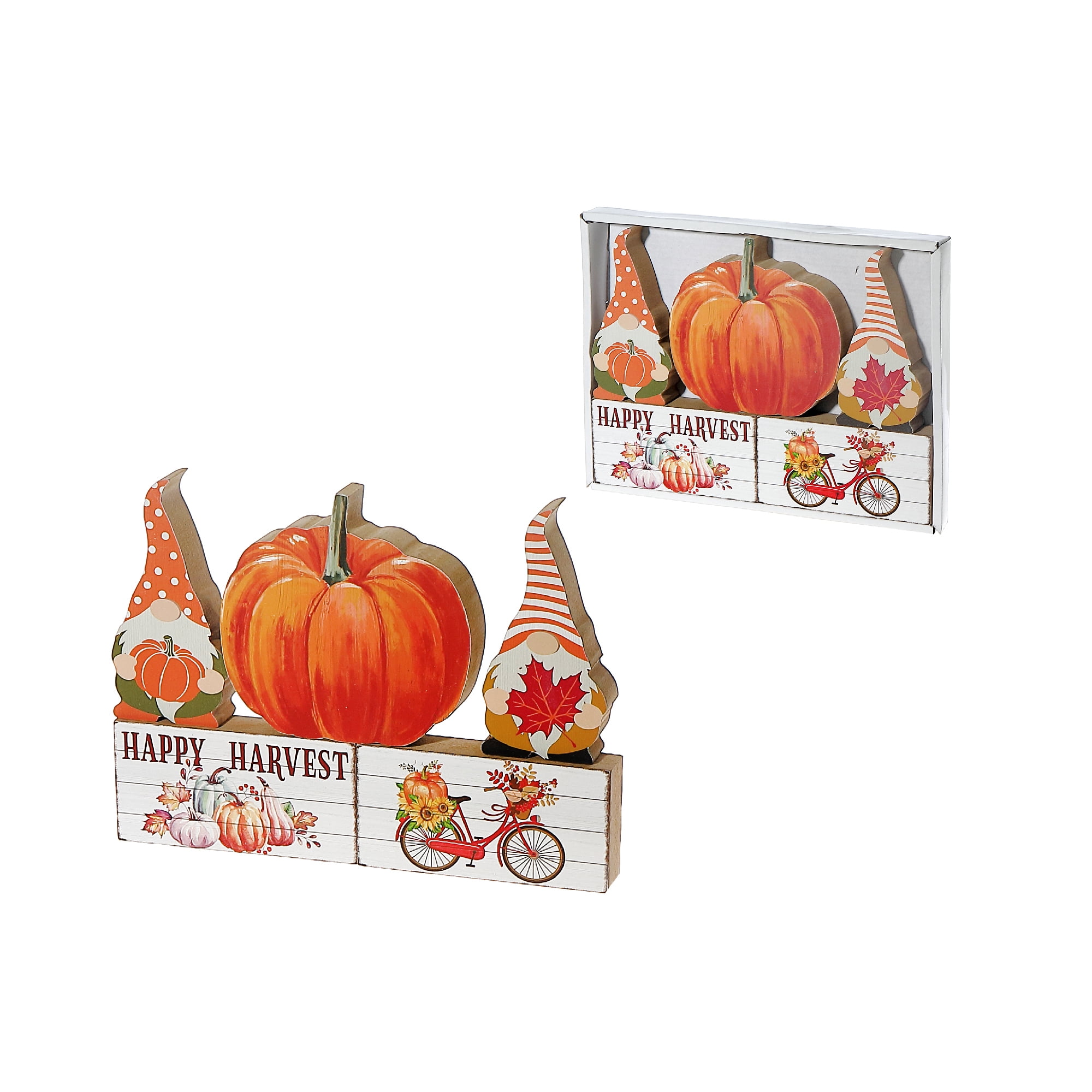 5 Pc Block Set (Gnomes And Pumpkin)