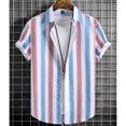 thumbnail image 1 of CHUANK Simple Stripe Men‘s Shirt Hawaiian 3D Print Unisex Blouse Short Sleeve Lapel Button Tops Loose Summer Oversize Beach Clothes, 1 of 7