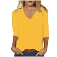 thumbnail image 3 of WRKEKC Chemises à Manches Longues pour Femmes, Hauts à Manches Longues pour Femmes, Haut/chemise à Col Rond à Manches Trois-Quarts Ample et Décontracté Uni pour Femmes, 3 of 6