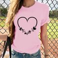 thumbnail image 2 of Dealovy T-Shirts de la Saint-Valentin pour Femmes Col Rond Été Hauts Unis Décontractés Manches Longues T-Shirts Graphiques Cœur, 2 of 7