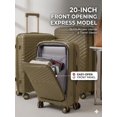 thumbnail image 3 of TRAVLR Express 3 Piece Luggage Set  Front Opening 20" Carry On – Hardside Spinner Suitcase Set, Expandable 24" & 28" Checked Luggage, Recessed TSA Lock, Mute 360 Wheels, Anti-Blast Zippers-Brown, 3 of 6