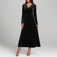 thumbnail image 4 of Enjoytime Robes de Soirée pour Femmes Couleur Unie Col en V Manches Longues Robe Maxi en Velours Doré Tendance Élégante Robes de Soirée Noir G, 4 of 5