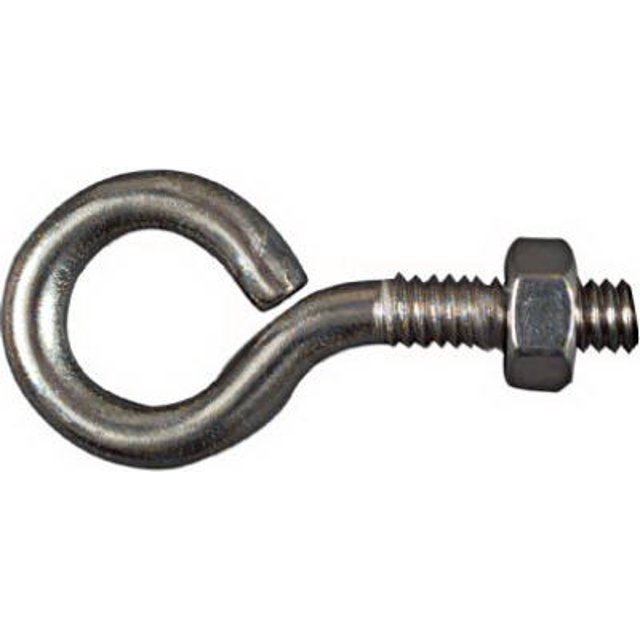 Eye Bolts, Stainless Steel, 1/4 x 2 In. - N221-572