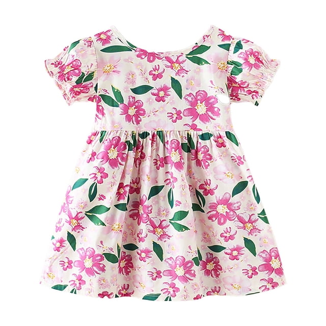 LUOGENLI Robe Bébé Robes pour Bébés Filles Robe Longue pour Filles Tendance Été Violet 6-7 Ans
