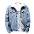 thumbnail image 2 of EGNMCR Vestes pour Hommes Hommes Décontracté Veste Unie Épaisse Plus Polaire Veste à Col Rabattu Manteau à Poches, 2 of 7