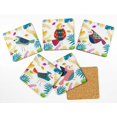 thumbnail image 2 of Inkdotpot Ensemble de 6 sous-Verres Faciles à Nettoyer 4 Pouces Carrés-Réutilisables-Oiseaux, 2 of 8