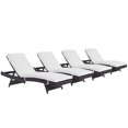 thumbnail image 2 of Modway de 4 Chaise Longue de Mobilier de Patio Extérieur en Osier, Blanc, 2 of 5