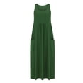 thumbnail image 4 of Pisexur Robe d'Été pour Femme Grande Taille en Coton et Lin, Robes Sans Manches à Col Rond, Robe Maxi Décontractée Ample et Confortable, Robe Hawaïenne de Plage, Mode Fluide, Basique, Couleur Unie, Robe Soleil avec Poches, P-5TG, 4 of 6