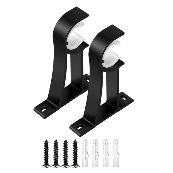 Curtain Rod Bracket Curtain Rod Holders Brackets Black Heavy Duty Curtain Rod Hooks for Drapes Single Decorative Rod Brackets Hanger Fit