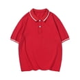 thumbnail image 3 of Chemises Garçons Manches Courtes Décontractées Polo Uni Rouge 12-13 Ans, 3 of 6