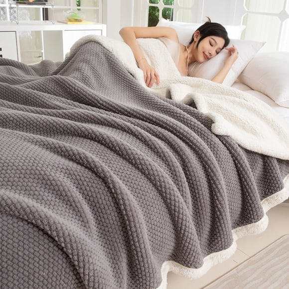 PpgejGEK Extra Thick Flannel Fleece Blanket Double Layer Office Nap Cover Warm Blanket 200x150cm 78.74x59.05in Polyester Material for Bed Couch All Seasons