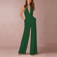 thumbnail image 2 of EQWLJWE Pantalon pour Femmes Combinaison Ample Aguichant Sans Manches à Col Suspendu avec Poche, Couleur Unie pour Femmes, 2 of 6