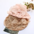 thumbnail image 3 of Women Church Cap Lace Bow Temperament Foldable Flat Top Sun Hat for Wedding, 3 of 8
