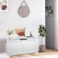 thumbnail image 2 of Banc de Rangement d'Entrée, Armoire de Rangement pour Chaussures avec 2 Charnières de Sécurité, Blanc, 2 of 8