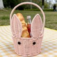 thumbnail image 4 of FEISHENTT Bread Basket Candy Baskets Easter Bunny Hanging Toy Woven with Handle Wicker Food Snack Container Food Storage Holder Beach Rattan Laundry, 4 of 5