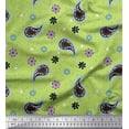thumbnail image 1 of Soimoi Green Poly Georgette Fabric Star,Paisley & Cosmos Floral Print Fabric by Yard 52 Inch Wide, 1 of 1