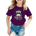 thumbnail image 1 of WEAIXIMIUNG T-Shirts à Col Montant pour Fille Enfant Filles Mignon Imprimé Graphique Col Rond Manches Courtes Tee Été Décontracté T-Shirt, 1 of 4