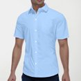 thumbnail image 2 of Men's Button Sleeve Lapel Short Sleeve Shirt - Polyester, Business Casual, Solid Color, Comfort Fit, 2 of 7