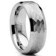thumbnail image 1 of Mens Tungsten Ring Hammered Wedding Band Silvertone Comfort-fit 8MM, 1 of 3