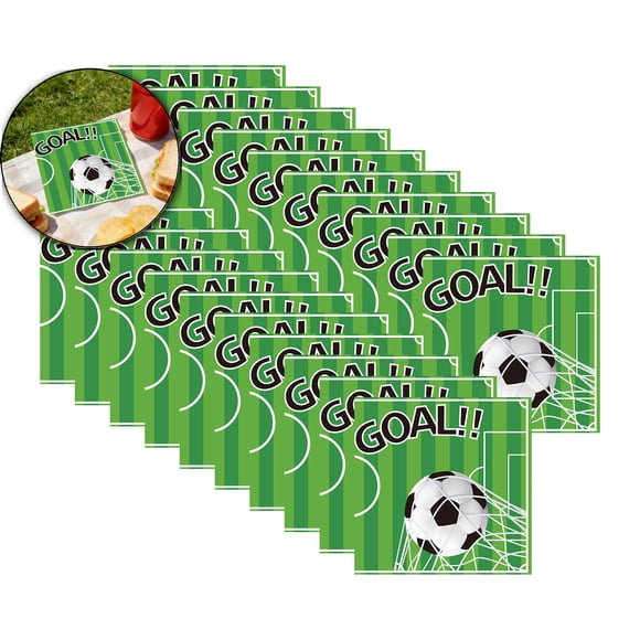 20 Pcs Serviettes de Soccer Fournitures de Fête d'Anniversaire Jetables 6,3 Pouces Serviette de Souper pour Fête d'Anniversaire de Sport Décorations pour Fans de Soccer