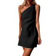 thumbnail image 1 of Baberdicy Robes Maxi pour Femmes 2023 Robe Mini Décontractée à une Épaule pour Femme Robe d'Été Décontractée Sans Manches Robe pour Femme Noir G, 1 of 9
