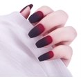 thumbnail image 1 of 24 Pcs Ongles Faux Pressés Dégradé Noir Mat Rouge, Ongles Faux Moyens Style Ballet Cercueil, Pointes d'Ongles Colorées, 1 of 1