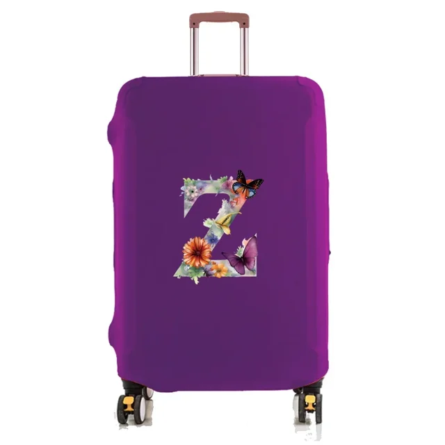 Travel Luggage Cover Baggage Suitcase Protector Washable Reusable Dustproof Scratch-proof Suitcase Cover Butterfly Print Pattern 8butterfly letter Z L