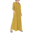 thumbnail image 2 of Bramtres Robes Maxi, Robes de Vacances, Robe Chemise Longue Décontractée pour Femme en Coton et Lin à Boutons avec Poches, Longues Robes, Robe à Manches Longues, Robes Modestes, Robe Jaune, 3TG, 2 of 4