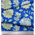 thumbnail image 3 of Soimoi Blue Moss Georgette Fabric Leaves & Flower Floral Printed Fabric 1 Yard 42 Inch Wide, 3 of 3