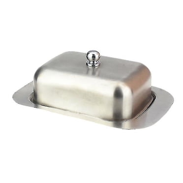 Boîte à Beurre Conteneur Fromage Pain Plateau de Rangement avec Couvercle Transparent en Acier Inoxydable