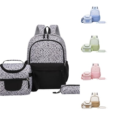PMVFHDE Boy Backpack Spacious Leopard Print Backpack Set For Students Large Capacity Lightweight School Daypack With Pencil And Lunch Bag Black - One Size
