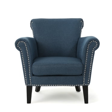 Millies  Stylish Blue Tufted Fabric Armchair with Nailhead Trim - Upholstered Accent Chair for Living Room,Bedroom,or Office Upholstered Single Sofa Chair with Tufted Button Back