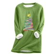 thumbnail image 2 of Meichang Chandail en Molleton pour Femmes Grande Taille, Graphique d'Arbre de Noël, Chandail Doublé Sherpa, Chaud pour l'Hiver, Manches Longues, Col Rond, Chandail à Enfiler, Vert, P, 2 of 4