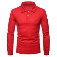thumbnail image 1 of RXIRUCGD Men's Long Sleeved Solid Color Button Up Collar Top, Red, Size: M, 1 of 8