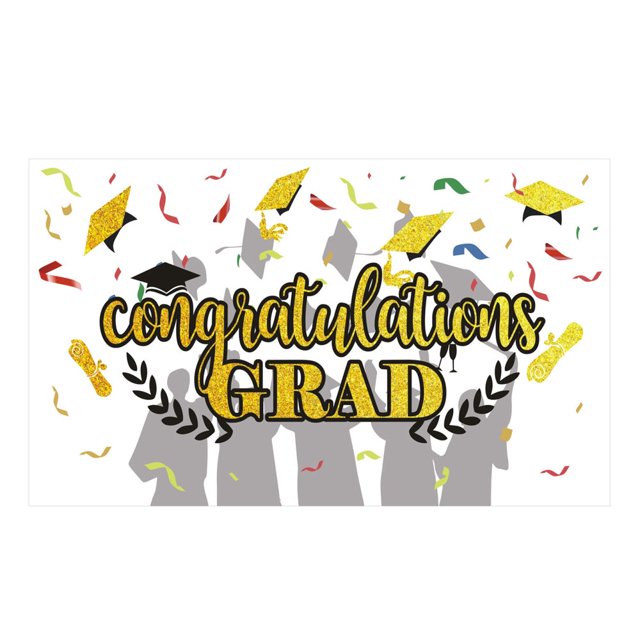 1Pcs Backdrop Banner Super Soft Wear Resistant Polyester Congrats Grad Party Banner Decorations Photography Prop for School