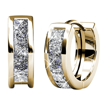 Cate & Chloe Giselle Boucles d'Oreilles Créoles 15 mm Plaquées Or Jaune 18k avec Cristaux Swarovski pour Femmes