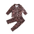 thumbnail image 1 of Fortune Boy Girl Pajamas Set Leopard Print Long/Short Sleeve Tops+Shorts/Pants, 1 of 3