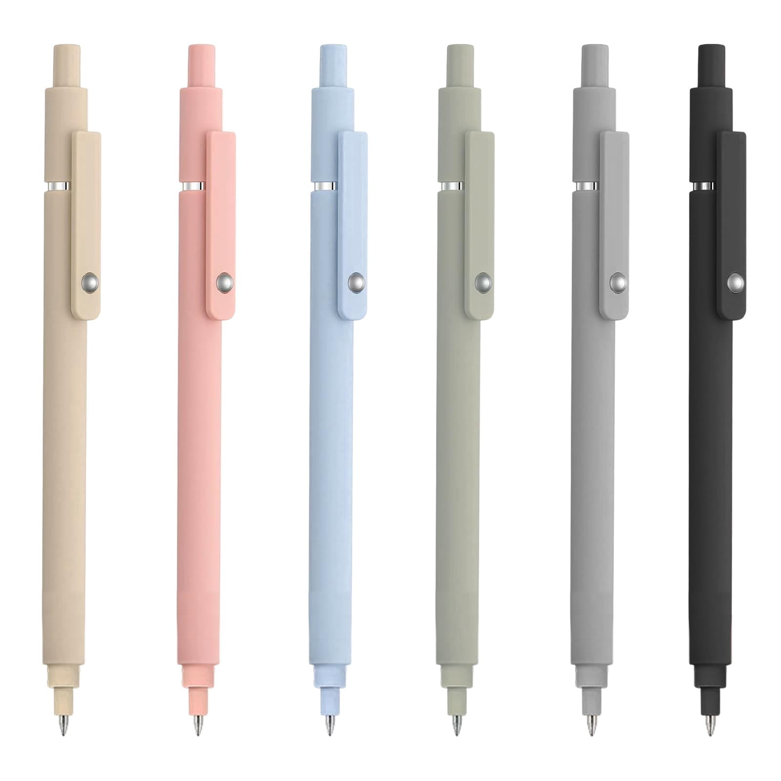 6PCS Retractable Gel Pens, 0.5mm Fine Point Black Ink Quick-Dry Pens, Smooth Writing Office & School Supplies for Students, Journaling & Note Taking