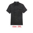 thumbnail image 4 of Chef Coat Short Sleeve with Buttons Pockets Cook Jacket Chic Cooking Work Wear Uniform Costume for Restaurant Hotel Cafe Kitchen Black 3XL, 4 of 6